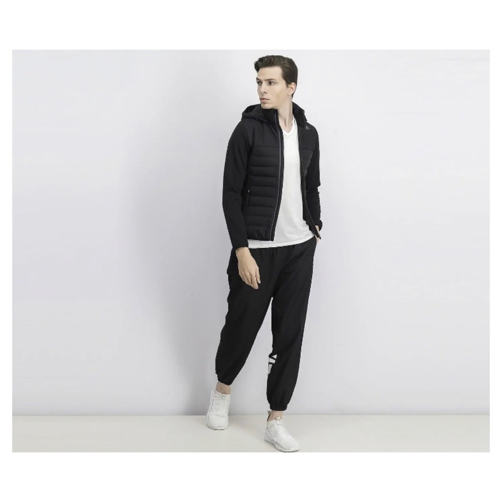 Reebok Men's Quilted Hybrid Hoodies Jacket Black